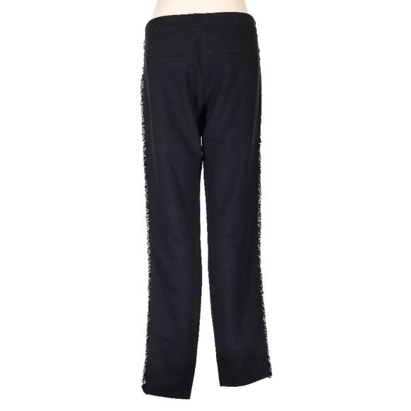 Maje Pauline SatinTuxedo Stripe Fringe Trim Black Low Rise Pants 40 L 10/12 - Picture 4 of 10